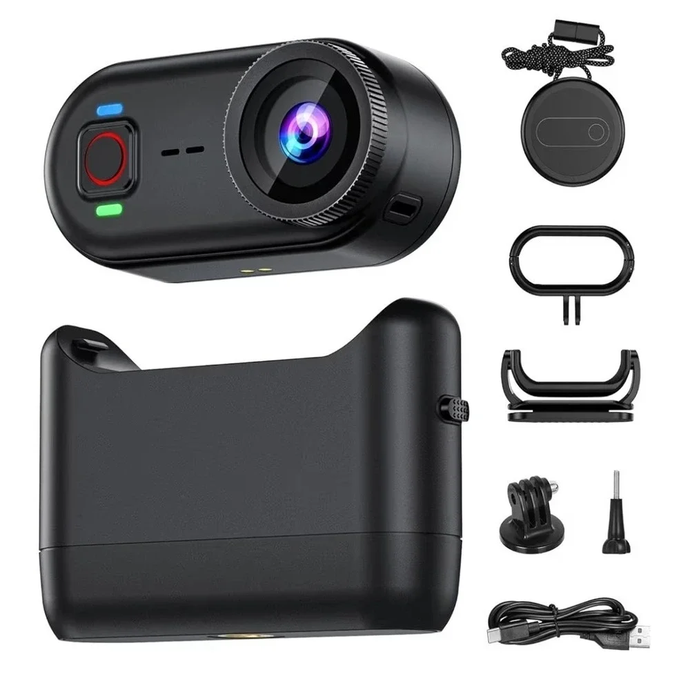 4K Thumb Action Camera WiFi Wearable POV Cam + Charging Action Pod 64GB Vlogging